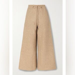 STAUD Women Rabbit Fleece Wide-Leg Track Pants High Rise Tan Size XS